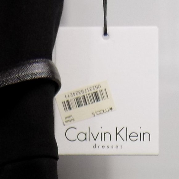 Calvin Klein Sleeveless Zip Back Belted Dress Black/Tan/White Size 10 NWT - Picture 4 of 13